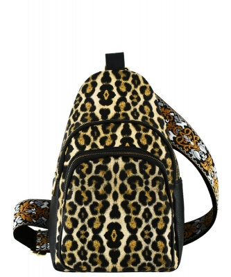 Fashion Guitar Strap Sling Bag Backpack AD768 BLACK/LEOPARD